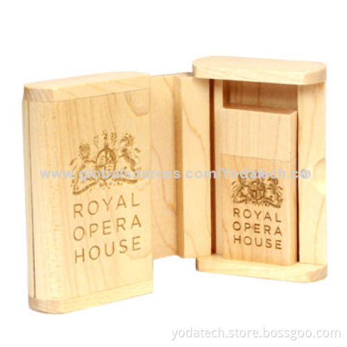 Rounded Flip Wooden Box USB Packaging